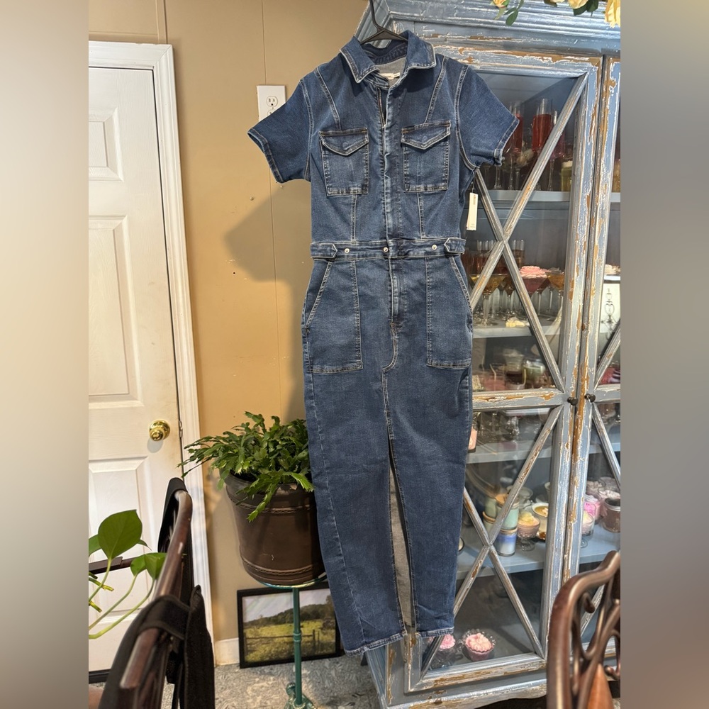 Good American Women's Blue Denim Maxi Dress